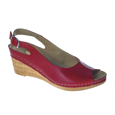 SANDAŁY NA KOTURNIE SKÓRZANE DAMSKIE WIELBUT MALINA 535