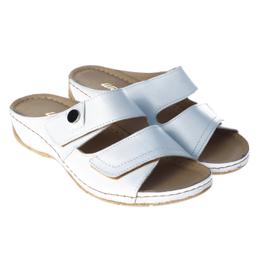 KLAPKI DAMSKIE SKÓRZANE  WIELBUT 538 BIAŁE