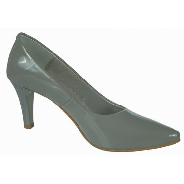 SZPILKI DAMSKIE SKÓRA SZARY LAKIER WIELBUT 180