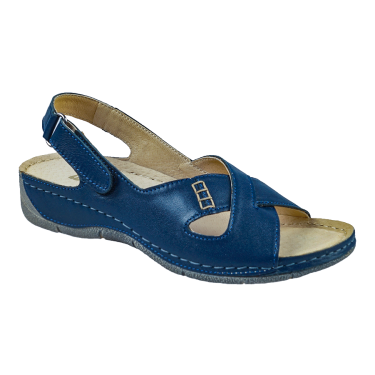 GRANATOWE SKÓRZANE SANDAŁY DAMSKIE WIELBUT 531