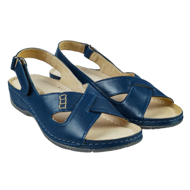 GRANATOWE SKÓRZANE SANDAŁY DAMSKIE WIELBUT 531