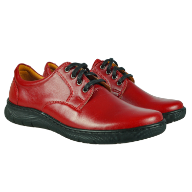 CZERWONE SKÓRZANE PÓŁBUTY DAMSKIE WIELBUT