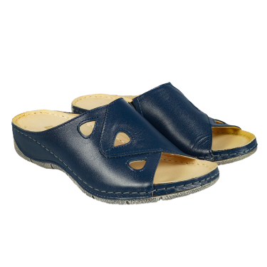 GRANATOWE KLAPKI DAMSKIE SKÓRZANE WIELBUT 527