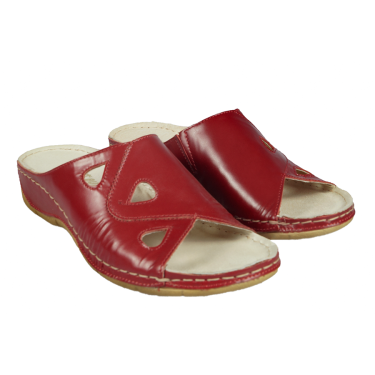 KLAPKI DAMSKIE SKÓRZANE CZERWONE WIELBUT 527