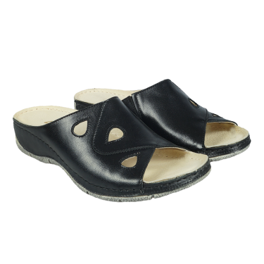 CZARNE KLAPKI DAMSKIE SKÓRZANE WIELBUT 527