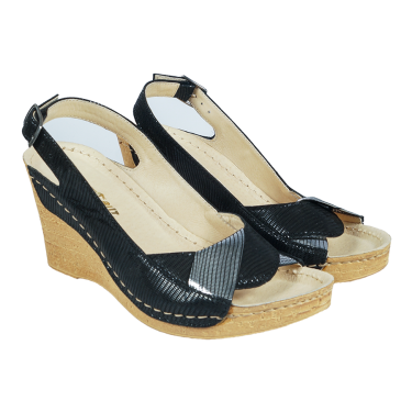 SKÓRZANE SANDAŁY DAMSKIE CZARNO-SREBRNE WIELBUT 530