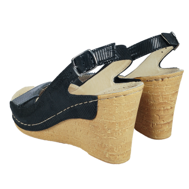 SKÓRZANE SANDAŁY DAMSKIE CZARNO-SREBRNE WIELBUT 530