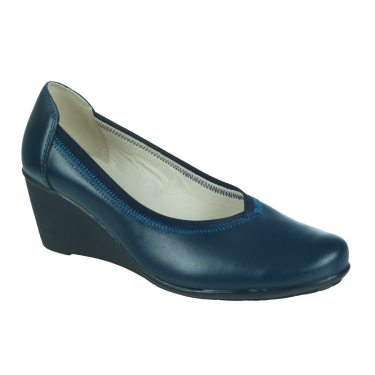 SKÓRZANE GRANATOWE PÓŁBUTY DAMSKIE WYSOCKI