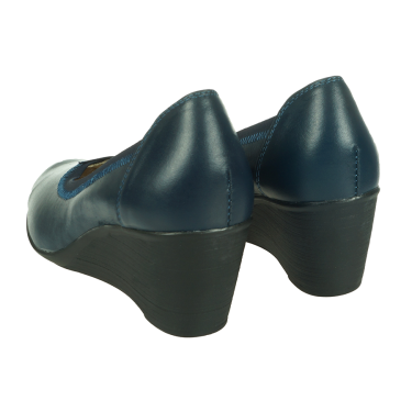 SKÓRZANE GRANATOWE PÓŁBUTY DAMSKIE WYSOCKI