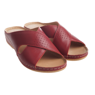 CZERWONE KLAPKI DAMSKIE SKÓRZANE POLLONUS