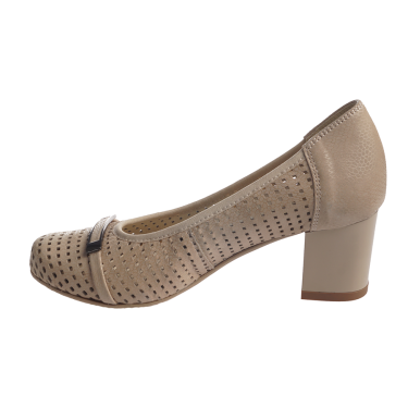 SKÓRZANE AŻUROWE CZÓŁENKA DAMSKIE PULSO AF-332 BEŻ