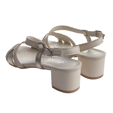 SANDAŁY DAMSKIE SKÓRZANE ECRU GOLD DI MARCO