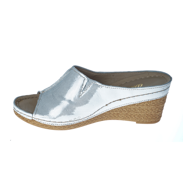 SREBRNE SKÓRZANE KLAPKI DAMSKIE WIELBUT