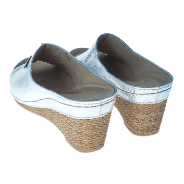 SREBRNE SKÓRZANE KLAPKI DAMSKIE WIELBUT