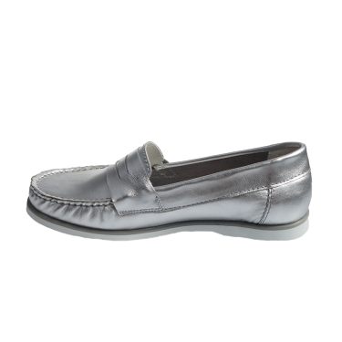 SREBRNE MOKASYNY DAMSKIE SKÓRZANE POLLONUS 5-1058-001