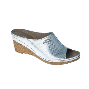 SREBRNE SKÓRZANE KLAPKI DAMSKIE WIELBUT