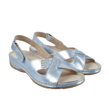 SREBRNE SKÓRZANE SANDAŁY DAMSKIE WIELBUT 531