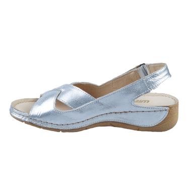 SREBRNE SKÓRZANE SANDAŁY DAMSKIE WIELBUT 531