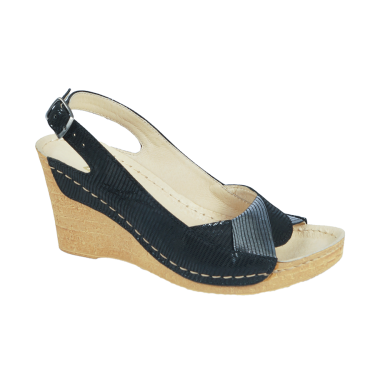 SKÓRZANE SANDAŁY DAMSKIE CZARNO-SREBRNE WIELBUT 530