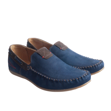 MOKASYNY MĘSKIE SKÓRZANE RIKO 781 BLUE/BRĄZ