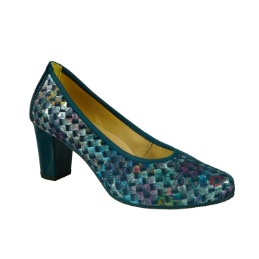 PIĘKNE CZÓŁENKA DAMSKIE GRANATOWE PULSO AF-345 SZACHOWNICA