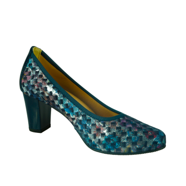 PIĘKNE CZÓŁENKA DAMSKIE GRANATOWE PULSO AF-345 SZACHOWNICA