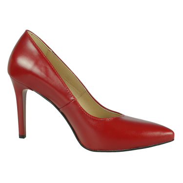 CZERWONE SZPILKI DAMSKIE SKÓRA WIELBUT 012