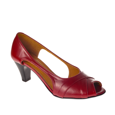 AŻUROWE CZÓŁENKA DAMSKIE SKÓRZANE CZERWONE WIELBUT 128