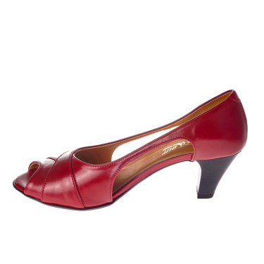 AŻUROWE CZÓŁENKA DAMSKIE SKÓRZANE CZERWONE WIELBUT 128