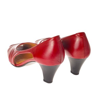 AŻUROWE CZÓŁENKA DAMSKIE SKÓRZANE CZERWONE WIELBUT 128