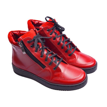 TRZEWIKI SKÓRZANE DAMSKIE WIELBUT K-260 CZERWONE