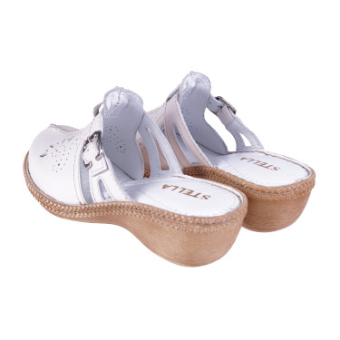 Komfortowe skórzane klapki damskie STELLA 737M R36 jasny beż