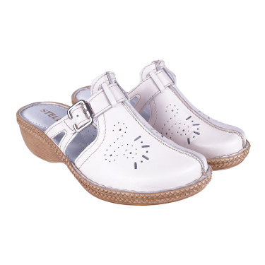 Komfortowe skórzane klapki damskie STELLA 737M R36 jasny beż