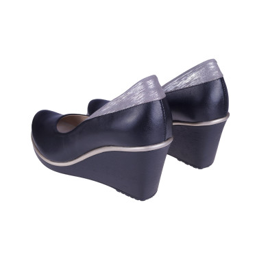 Półbuty damskie czółenka skórzane KOAN P259/290 czarno-srebrne