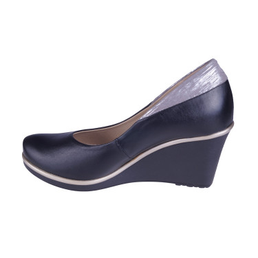 Półbuty damskie czółenka skórzane KOAN P259/290 czarno-srebrne