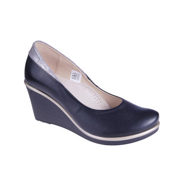 Półbuty damskie czółenka skórzane KOAN P259/290 czarno-srebrne