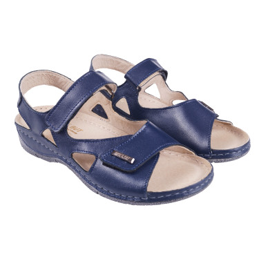 SANDAŁY DAMSKIE SKÓRZANE WIELBUT 550 GRANATOWE