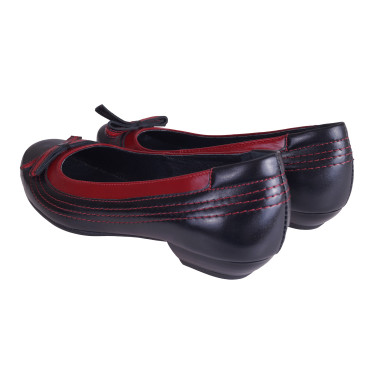 BALERINKI SKÓRZANE DAMSKIE CZARNO-CZERWONE WIELBUT 133