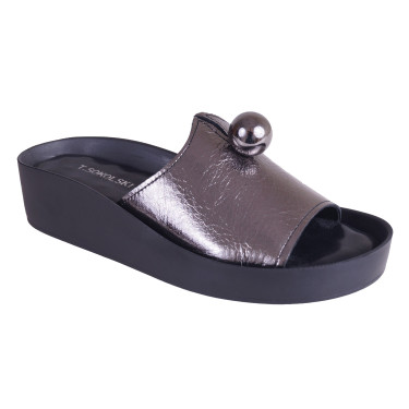 KLAPKI SKÓRZANE SOKOLSKI BKL 21-312 PLATYNOWE