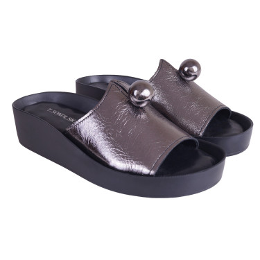 KLAPKI SKÓRZANE SOKOLSKI BKL 21-312 PLATYNOWE