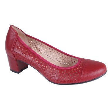 CZÓŁENKA SKÓRZANE AŻUROWE PESCO 2010 CZERWONE