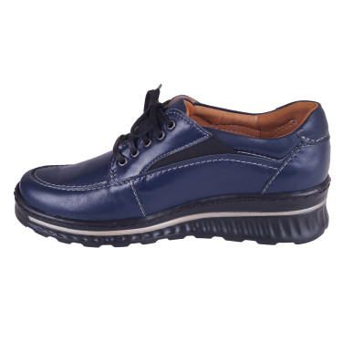 Półbuty damskie skórzane marki Wielbut, model 022 w kolorze granatowym