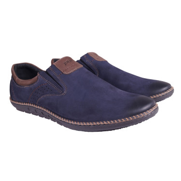 PÓŁBUTY MOKASYNY MĘSKIE SKÓRA GRANATOWE JOKER 937