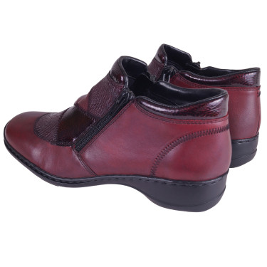 RIEKER BOTKI SKÓRZANE DAMSKIE 5838735 BORDOWE