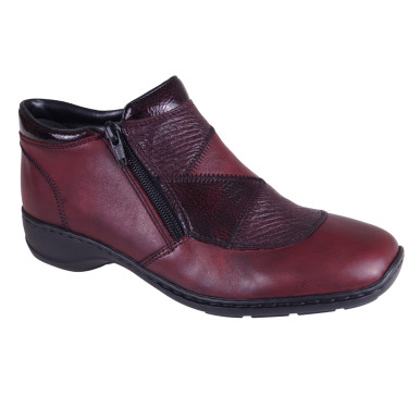 RIEKER BOTKI SKÓRZANE DAMSKIE 5838735 BORDOWE