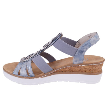 SANDAŁY DAMSKIE SKÓRZANE RIEKER V38H8-12 BLUE