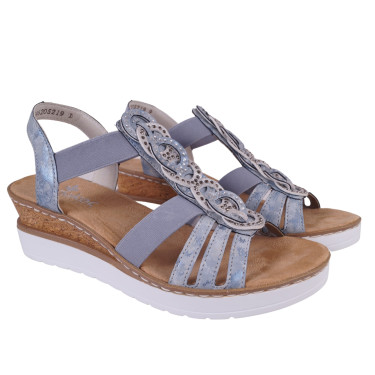 SANDAŁY DAMSKIE SKÓRZANE RIEKER V38H8-12 BLUE