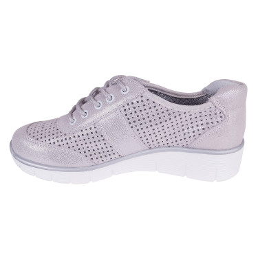 SKÓRZANE PÓŁBUTY FILIPPO DP028/21 SI SREBRNE SZNUROWANE