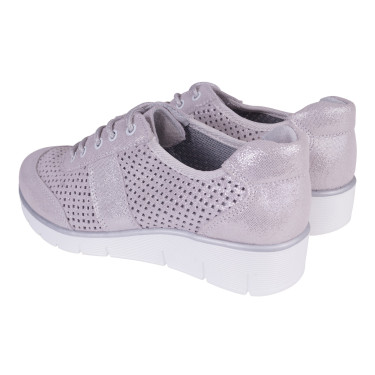 SKÓRZANE PÓŁBUTY FILIPPO DP028/21 SI SREBRNE SZNUROWANE