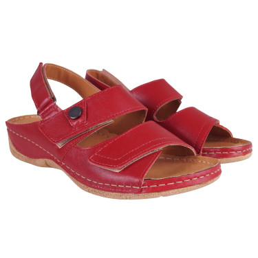 SKÓRZANE SANDAŁY DAMSKIE WIELBUT 538 PLUS CZERWONY